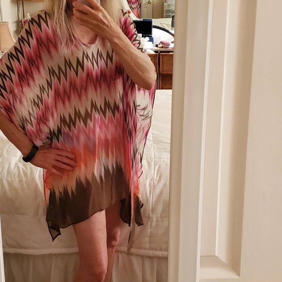 Bathing Suit  Cover Up  Pink and Brown coverup - Picture 4 of 8